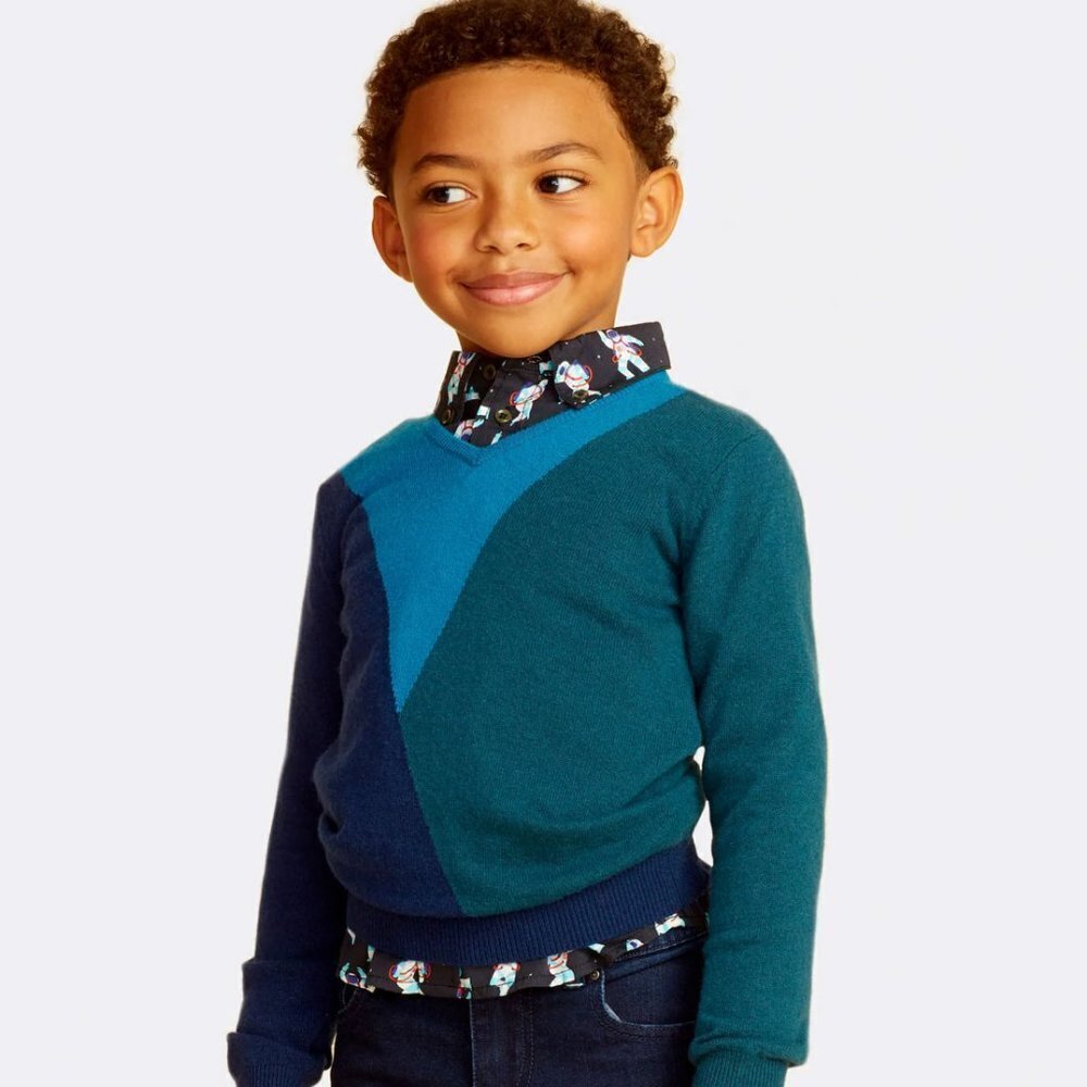 Velveteen Boy's Timothy Teal Merino Mix Knit Sweater- NWT